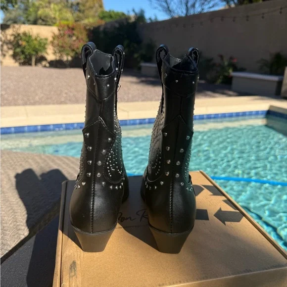 NWT London Rag Western Black Studded Boots! Hey Cowgirl!! - Picture 9 of 16